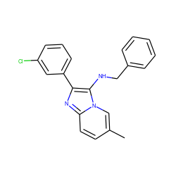 Cc1ccc2nc(-c3cccc(Cl)c3)c(NCc3ccccc3)n2c1 ZINC001772633330