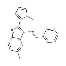 Cc1ccc2nc(-c3cccn3C)c(NCc3ccccc3)n2c1 ZINC001772652024