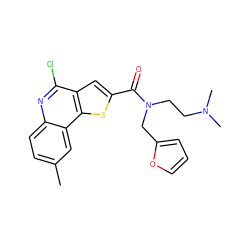 Cc1ccc2nc(Cl)c3cc(C(=O)N(CCN(C)C)Cc4ccco4)sc3c2c1 ZINC000013118735