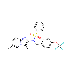 Cc1ccc2nc(N(Cc3ccc(OC(F)(F)F)cc3)S(=O)(=O)c3ccccc3)c(C)n2c1 ZINC000167640355