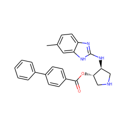 Cc1ccc2nc(N[C@H]3CNC[C@@H]3OC(=O)c3ccc(-c4ccccc4)cc3)[nH]c2c1 ZINC000206697511