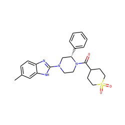 Cc1ccc2nc(N3CCN(C(=O)C4CCS(=O)(=O)CC4)[C@@H](c4ccccc4)C3)[nH]c2c1 ZINC001772582855