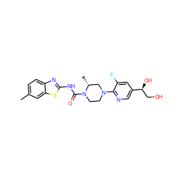 Cc1ccc2nc(NC(=O)N3CCN(c4ncc([C@@H](O)CO)cc4F)C[C@H]3C)sc2c1 ZINC000219085052