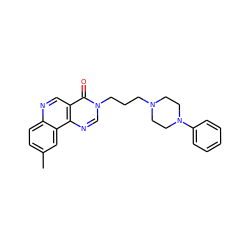 Cc1ccc2ncc3c(=O)n(CCCN4CCN(c5ccccc5)CC4)cnc3c2c1 ZINC000072108002