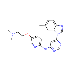 Cc1ccc2ncn(-c3cc(Nc4ccc(OCCN(C)C)cn4)ncn3)c2c1 ZINC001772589665