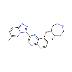 Cc1ccc2nnc(-c3ccc4cccc(O[C@@H]5CCNCC[C@@H]5F)c4n3)n2c1 ZINC000096175083