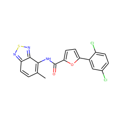 Cc1ccc2nsnc2c1NC(=O)c1ccc(-c2cc(Cl)ccc2Cl)o1 ZINC000001167978