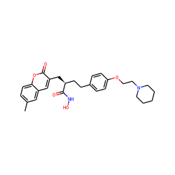 Cc1ccc2oc(=O)c(C[C@@H](CCc3ccc(OCCN4CCCCC4)cc3)C(=O)NO)cc2c1 ZINC000034852485