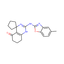 Cc1ccc2oc(NC3=NC4(CCCC4)C4=C(CCCC4=O)N3)nc2c1 ZINC000061944469