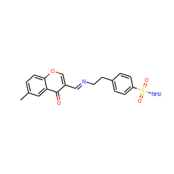 Cc1ccc2occ(/C=N/CCc3ccc(S(N)(=O)=O)cc3)c(=O)c2c1 ZINC000028525244