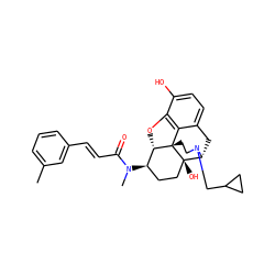 Cc1cccc(/C=C/C(=O)N(C)[C@@H]2CC[C@@]3(O)[C@H]4Cc5ccc(O)c6c5[C@@]3(CCN4CC3CC3)[C@H]2O6)c1 ZINC000003810883