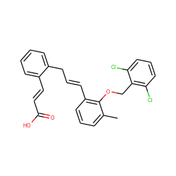 Cc1cccc(/C=C/Cc2ccccc2/C=C/C(=O)O)c1OCc1c(Cl)cccc1Cl ZINC000028342437