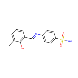 Cc1cccc(/C=N/c2ccc(S(N)(=O)=O)cc2)c1O ZINC000653689034