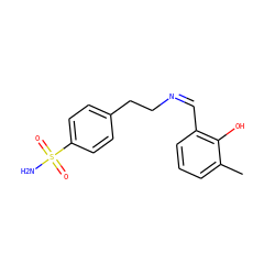 Cc1cccc(/C=N\CCc2ccc(S(N)(=O)=O)cc2)c1O ZINC000299866731