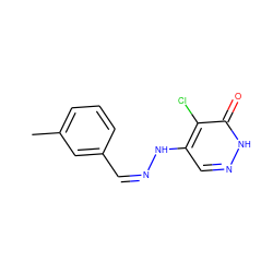 Cc1cccc(/C=N\Nc2cn[nH]c(=O)c2Cl)c1 ZINC000095663267