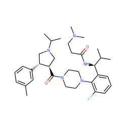 Cc1cccc([C@@H]2CN(C(C)C)C[C@H]2C(=O)N2CCN(c3c(F)cccc3[C@@H](NC(=O)CCN(C)C)C(C)C)CC2)c1 ZINC000029130489