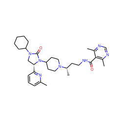 Cc1cccc([C@@H]2CN(C3CCCCC3)C(=O)N2C2CCN([C@@H](C)CCNC(=O)c3c(C)ncnc3C)CC2)n1 ZINC000096285447