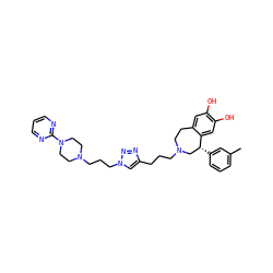 Cc1cccc([C@@H]2CN(CCCc3cn(CCCN4CCN(c5ncccn5)CC4)nn3)CCc3cc(O)c(O)cc32)c1 ZINC000049709007