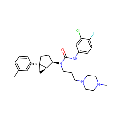 Cc1cccc([C@]23CC[C@@H](N(CCCN4CCN(C)CC4)C(=O)Nc4ccc(F)c(Cl)c4)[C@H]2C3)c1 ZINC000022935416