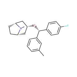 Cc1cccc([C@H](O[C@@H]2C[C@@H]3CC[C@H](C2)N3C)c2ccc(F)cc2)c1 ZINC000103270921