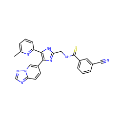 Cc1cccc(-c2[nH]c(CNC(=S)c3cccc(C#N)c3)nc2-c2ccc3ncnn3c2)n1 ZINC000169335932