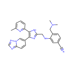 Cc1cccc(-c2[nH]c(CNc3cc(C#N)ccc3CN(C)C)nc2-c2ccc3ncnn3c2)n1 ZINC000113393375