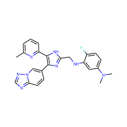 Cc1cccc(-c2[nH]c(CNc3cc(N(C)C)ccc3F)nc2-c2ccc3ncnn3c2)n1 ZINC000142129347