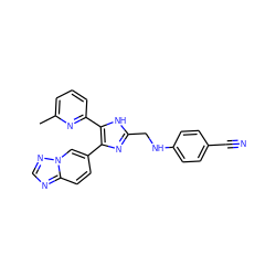 Cc1cccc(-c2[nH]c(CNc3ccc(C#N)cc3)nc2-c2ccc3ncnn3c2)n1 ZINC000113391235