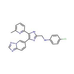 Cc1cccc(-c2[nH]c(CNc3ccc(Cl)cc3)nc2-c2ccc3ncnn3c2)n1 ZINC000113388943