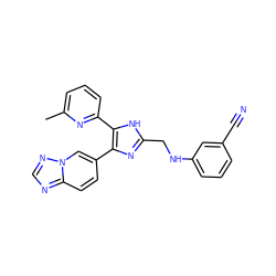 Cc1cccc(-c2[nH]c(CNc3cccc(C#N)c3)nc2-c2ccc3ncnn3c2)n1 ZINC000113386026