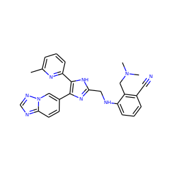 Cc1cccc(-c2[nH]c(CNc3cccc(C#N)c3CN(C)C)nc2-c2ccc3ncnn3c2)n1 ZINC000113392993