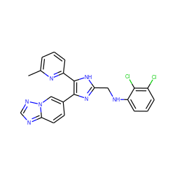 Cc1cccc(-c2[nH]c(CNc3cccc(Cl)c3Cl)nc2-c2ccc3ncnn3c2)n1 ZINC000113388875