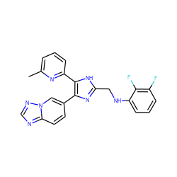 Cc1cccc(-c2[nH]c(CNc3cccc(F)c3F)nc2-c2ccc3ncnn3c2)n1 ZINC000113387817