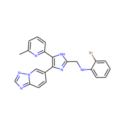 Cc1cccc(-c2[nH]c(CNc3ccccc3Br)nc2-c2ccc3ncnn3c2)n1 ZINC000113391507