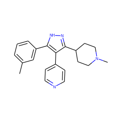 Cc1cccc(-c2[nH]nc(C3CCN(C)CC3)c2-c2ccncc2)c1 ZINC000049072977