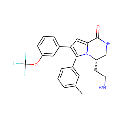 Cc1cccc(-c2c(-c3cccc(OC(F)(F)F)c3)cc3n2[C@@H](CCN)CNC3=O)c1 ZINC000207213395