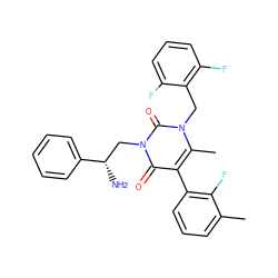 Cc1cccc(-c2c(C)n(Cc3c(F)cccc3F)c(=O)n(C[C@H](N)c3ccccc3)c2=O)c1F ZINC000013609640