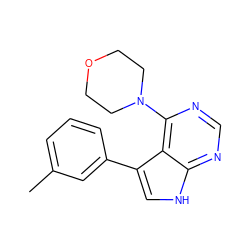 Cc1cccc(-c2c[nH]c3ncnc(N4CCOCC4)c23)c1 ZINC000224882606