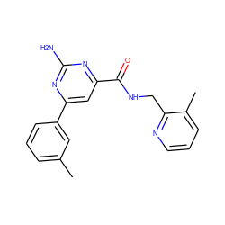 Cc1cccc(-c2cc(C(=O)NCc3ncccc3C)nc(N)n2)c1 ZINC000045348299