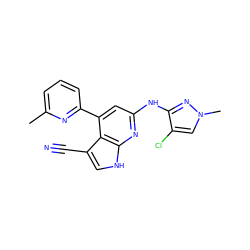 Cc1cccc(-c2cc(Nc3nn(C)cc3Cl)nc3[nH]cc(C#N)c23)n1 ZINC001772614352