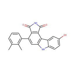 Cc1cccc(-c2cc3[nH]c4ccc(O)cc4c3c3c2C(=O)NC3=O)c1C ZINC000034804120