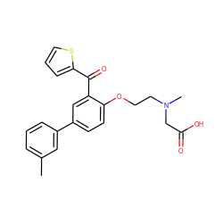 Cc1cccc(-c2ccc(OCCN(C)CC(=O)O)c(C(=O)c3cccs3)c2)c1 ZINC000028958290