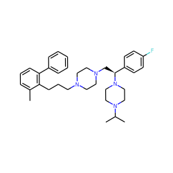 Cc1cccc(-c2ccccc2)c1CCCN1CCN(C[C@@H](c2ccc(F)cc2)N2CCN(C(C)C)CC2)CC1 ZINC000028646357