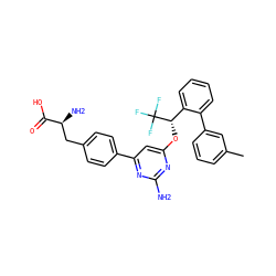 Cc1cccc(-c2ccccc2[C@H](Oc2cc(-c3ccc(C[C@H](N)C(=O)O)cc3)nc(N)n2)C(F)(F)F)c1 ZINC000040892640