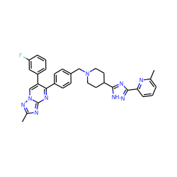 Cc1cccc(-c2n[nH]c(C3CCN(Cc4ccc(-c5nc6nc(C)nn6cc5-c5cccc(F)c5)cc4)CC3)n2)n1 ZINC000205498091