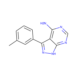 Cc1cccc(-c2n[nH]c3ncnc(N)c23)c1 ZINC000008581883