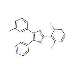 Cc1cccc(-c2nc(-c3c(F)cccc3F)[nH]c2-c2ccncc2)c1 ZINC000096923870