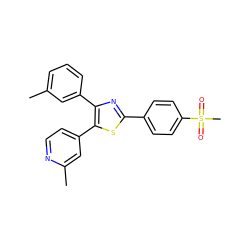 Cc1cccc(-c2nc(-c3ccc(S(C)(=O)=O)cc3)sc2-c2ccnc(C)c2)c1 ZINC000013673420