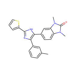 Cc1cccc(-c2nc(-c3cccs3)[nH]c2-c2ccc3c(c2)n(C)c(=O)n3C)c1 ZINC000014958494