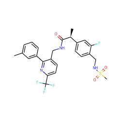 Cc1cccc(-c2nc(C(F)(F)F)ccc2CNC(=O)[C@@H](C)c2ccc(CNS(C)(=O)=O)c(F)c2)c1 ZINC000169711889